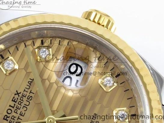 0418 Effortless DateJust 36 126233 Clean 1:1 Best Edition 904L Steel YG Textured Diamonds Dial on SS YG Jubilee Bracelet VR 1500